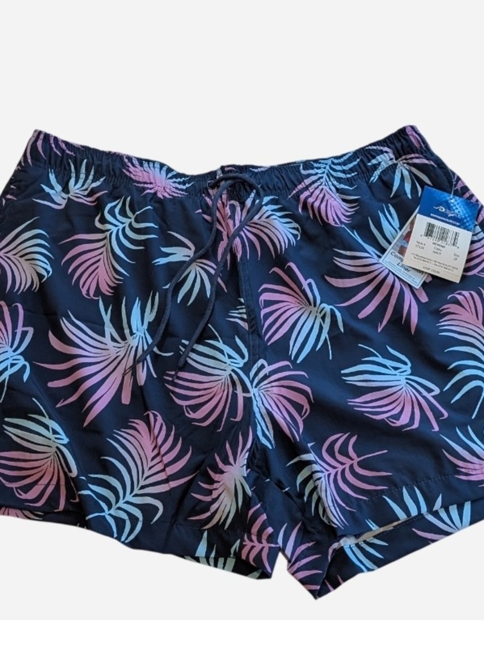 Kanu Surf Women's Black Swim Shorts with Pink and Light Blue Palm Print